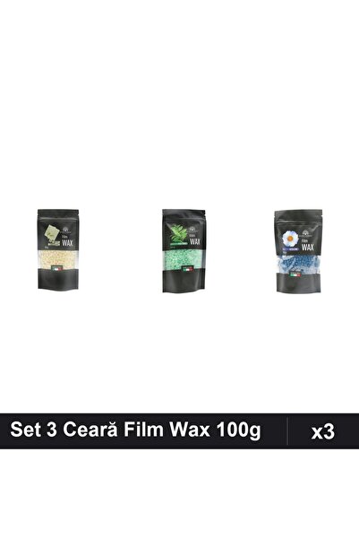global fashion Set 3 Ceară Epilare Film Wax 100g - Ciocolata Alba, Tea Tree, ...