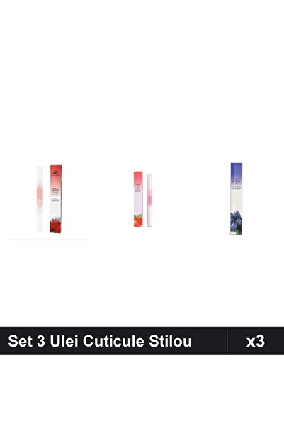 NAİLS Set 3 Ulei Cuticule Tip Stilou - Trandafir, Strawberry, Blueberries - G...