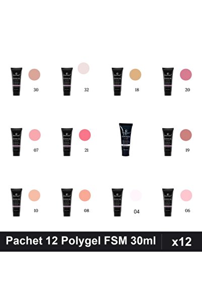 FSM Set 12 Polygel 30ml - Nr.30, Nr.32, Nr.18, Nr.20, Nr.07, Nr.21, Nr.17 - C...