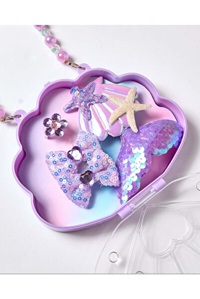 REDTAG Girls Purple Hair Clip And Ring Set With Box (5 Piece)