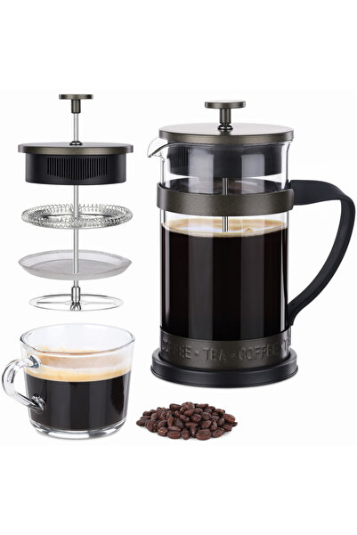 Navaris Presă franceză din sticlă borosilicată, 1000 ml, infuzor pentru cafea...