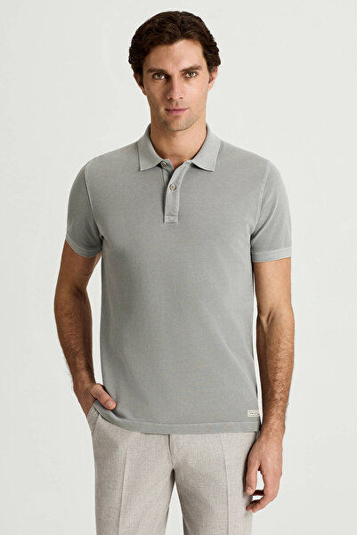 Hemington Saf Pamuk Açık Gri Polo Yaka T-Shirt