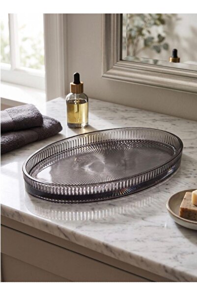 zepce design Cam Banyo Tepsisi Gri 26×15cm
