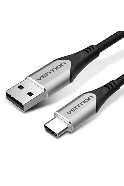 Vention Kabel USB-A do USB-C w oplocie 3A 480Mbps 1m szary