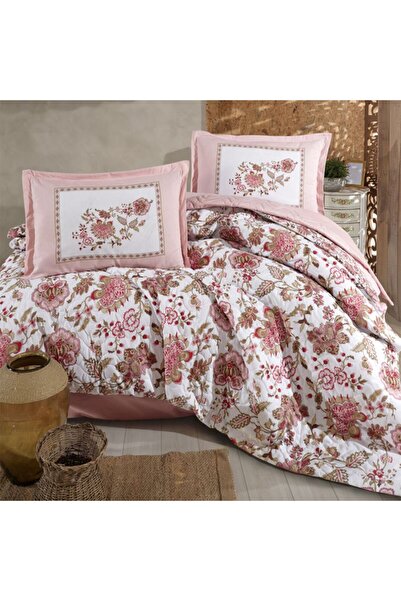 DENİZLİ ÇEYİZ Clasy Double 4 Season Quilted Duvet Cover Set Omeya Pudra