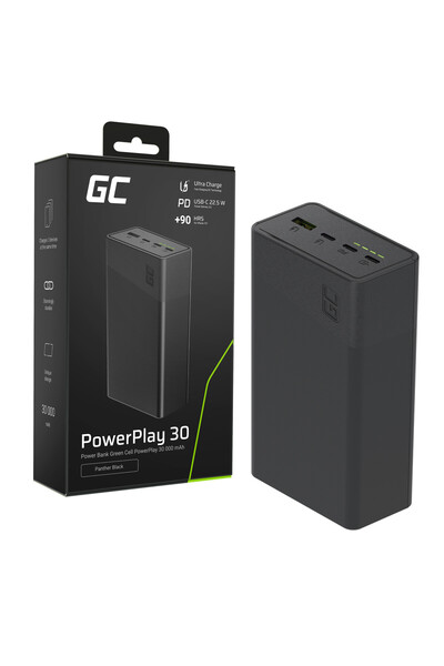 Greencell POWERBANK PowerPlay 30 30000mAh ÎNCĂRCARE RAPIDĂ 22,5W 3x USB-C PD ...