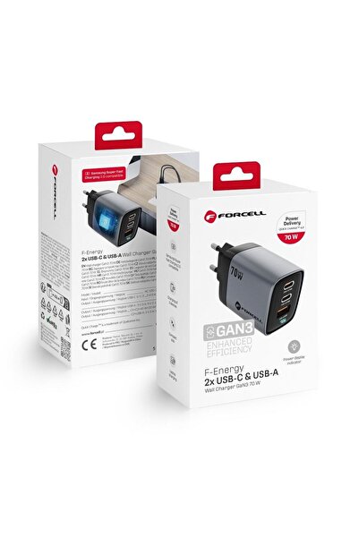 Forcell F-ENERGY GaN III VT-37 Încărcător de rețea cu afișaj LCD 2 x Type C +...