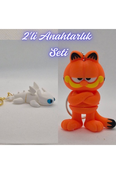 3DAtölyeMaker How to Train Your White Dragon Dragon and Blue Garfield Keychain