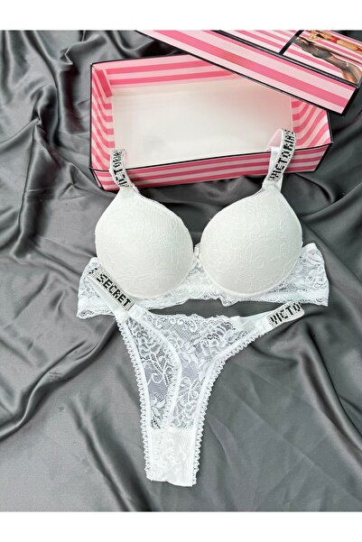 Kelebeklingerie Dantelli Push Up-suz Sütyen String Takım(KUTUSUZ GÖNDERİM)