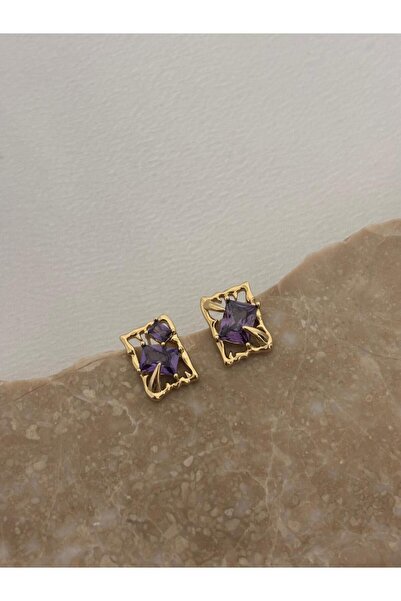 XUPING JEWELRY Purple Stone Detailed Xuping Steel Earrings