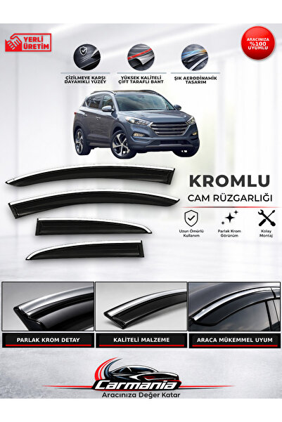 Hyundai Tucson (2015 - 2020) Araca Özel Kromlu Cam Rüzgarlığı 4’lü Set