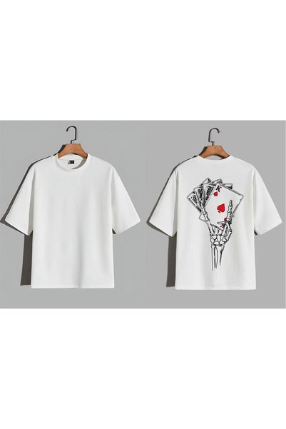 EFEVRA Playing Card Printed Oversized T-Shirt