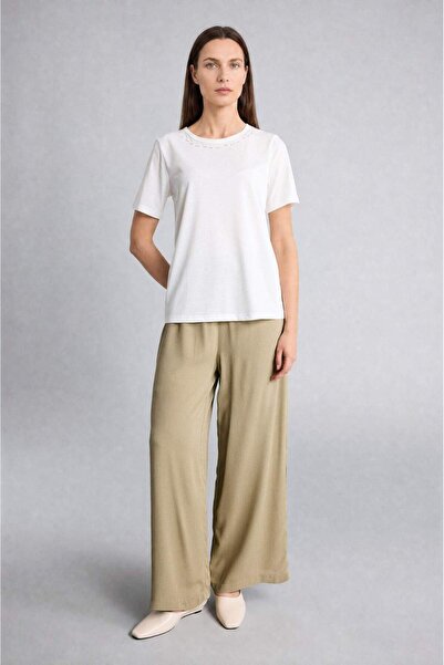 DeFacto Κυλότ με φαρδιά μπατζάκια από βισκόζη Crinkle Capri C9565AX26SM