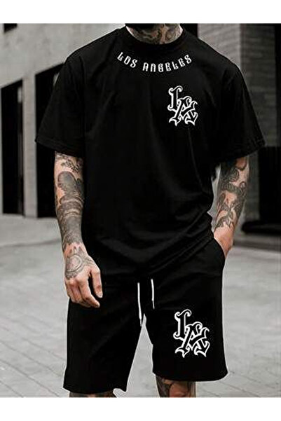 ZAVIXO Men's Oversize T-Shirt Shorts Set 100% Cotton Comfortable Fit
