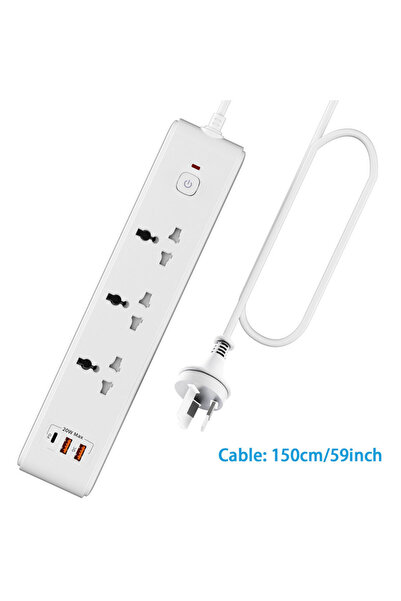 Choice3 AU 3 outlet with USB 1pc white AU Wall mounted power socket extension...