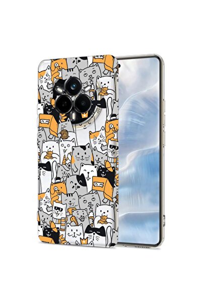 bestcase Husa pentru Realme 14 Pro 5G, BestCase¬Æ Clear Silicon 2MM, Cat Patt...
