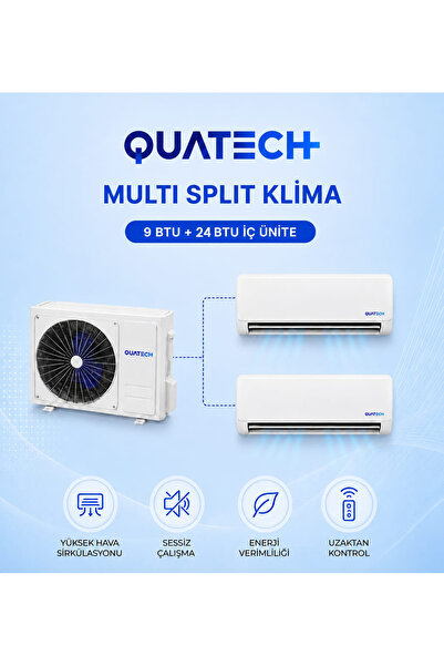 QUATECH Multi Split Klima 9.000 + 24.000 Btu/h | 1 Dış Ünite 36000 Btu/h A++ ...