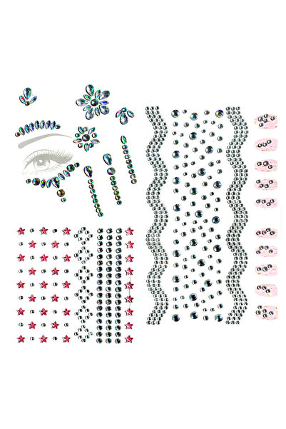 OEM Set of Self-Adhesive Stickers for Face, Hand and Body, Gems, Rhinestone C...