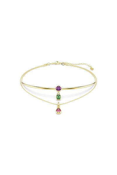 Swarovski Imber Katlı Kolye, Karışık kesimler, Çok renkli, 18k altın rengi yüzey