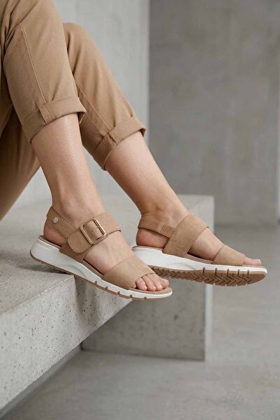 İnci Women's Sandals Beige Casual Sandals Buckle Lightweight Sport Sole Sandals