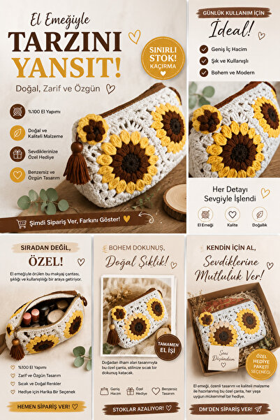 Naturea Botanical Maison Ayçiçeği desenli Makyaj Çantası