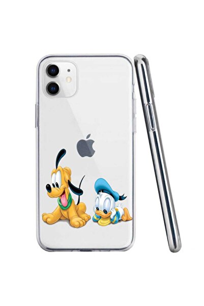 OEM Калъф, съвместим с Apple iPhone 11, прозрачен силиконов, с мотиви на Мики...