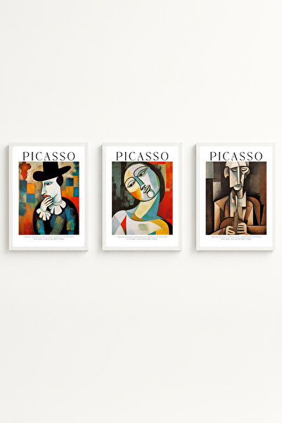 huhuli White Wooden Framed Pablo Picasso Painting Set Huhu542