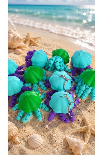 senayartstudio 10-Piece Jellyfish Keychain Bag Ornament Colorful Figure Accessory