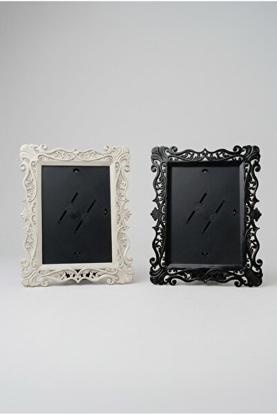 Zevahir Home 2 Pcs Rectangular Black and White Plastic Framed Photo Salon Tab...