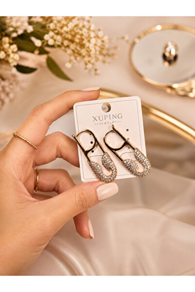 Bymiel Xuping Taşlı Çengelli İğne Tasarım Kadın Küpe – Rose Gold
