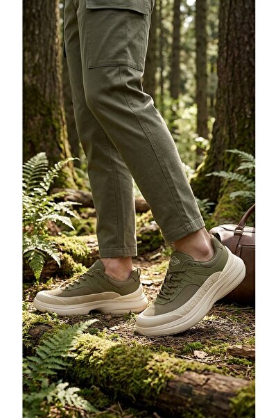 Guja Khaki Lightweight Flexible Air-Permeable Men's Sports Shoes 26Y538 m