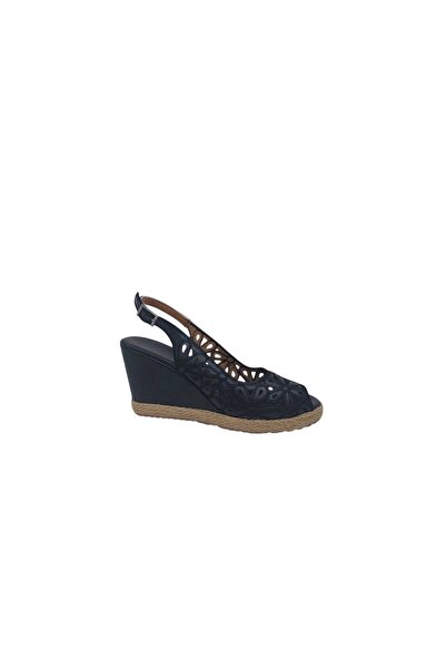 Zerhan İzlife 116 Women's Black Open Toe Wedge Sole Shoes