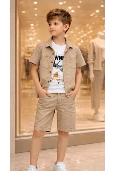 Generic Brand 5/12 Years Old Children's Set with Linen (Cotton) Fabric T-Shirt
