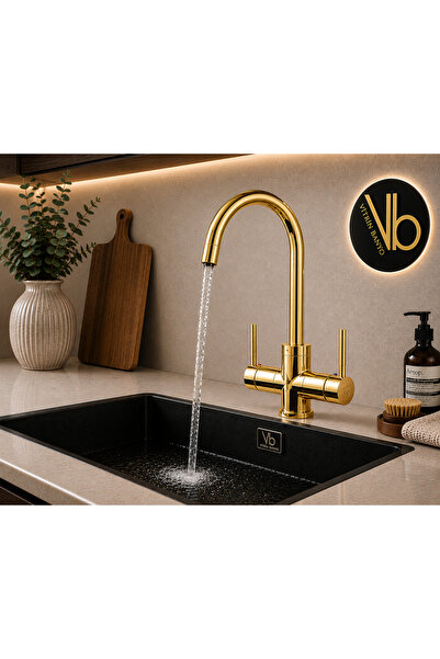 vb vitrinbanyo Premium Gold Purified Kitchen Sink Faucet – Dual Outlet Luxury...
