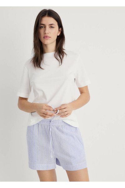 MANGO Woman Two-Piece Waffle Fabric Striped Short Pajamas