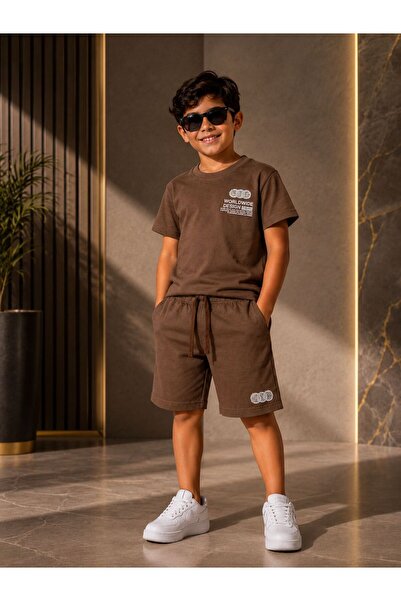 Roya Children's Two-Piece Cotton Sets Spot Summer Boys' Handsome T-Shirt Shor...