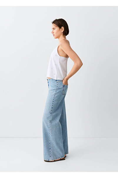 Mango Teen Düşük bel wide leg jean pantolon