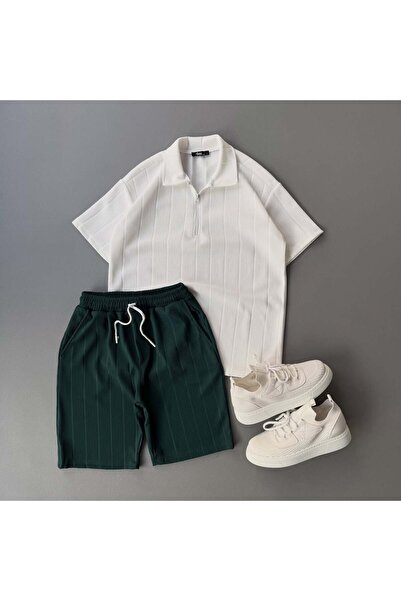 viperkombin Men's Report T-Shirt and Shorts 2-Piece Set Wide Cut Tok Structur...