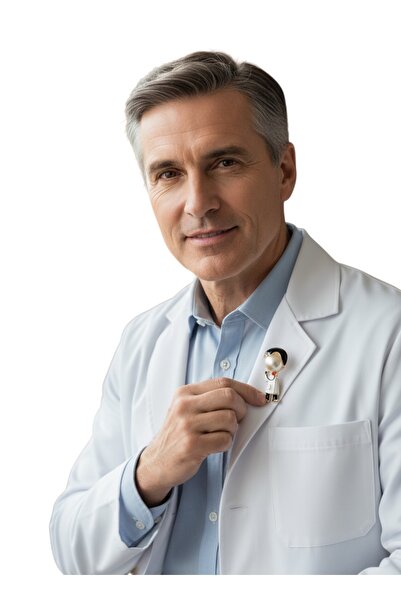 modamira Beyaz Renk - El Emeği Doktor Broş-Yaka İğnesi - Boyut: 4 cm