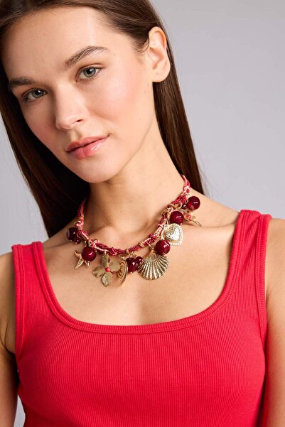 DeFacto Women's Sea Shell Stone Rope Necklace H6991Axns