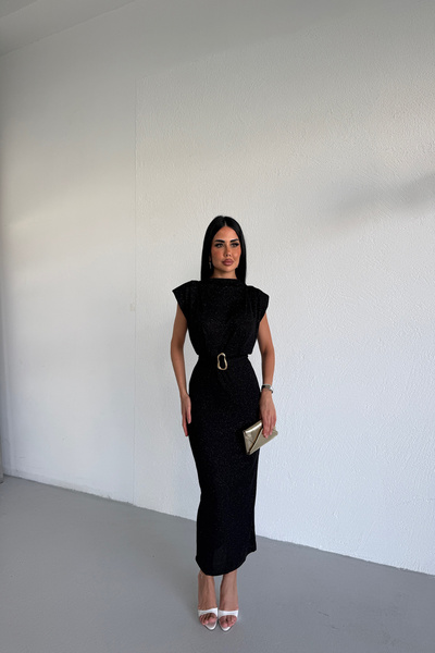 KAMACI GİYİM Silvery Belted Dress
