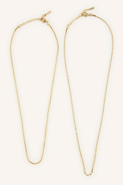 DeFacto Women's Gold Color 2-Piece Chain Necklace H2709Axns