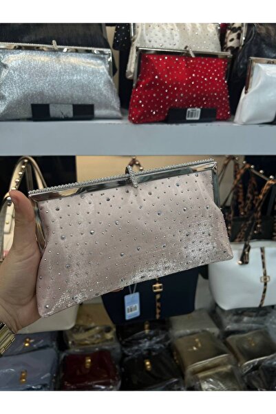 H&D COLLECTİON Stone Detailed Wavy Women's Portfolio Cutch Evening Dress Bag
