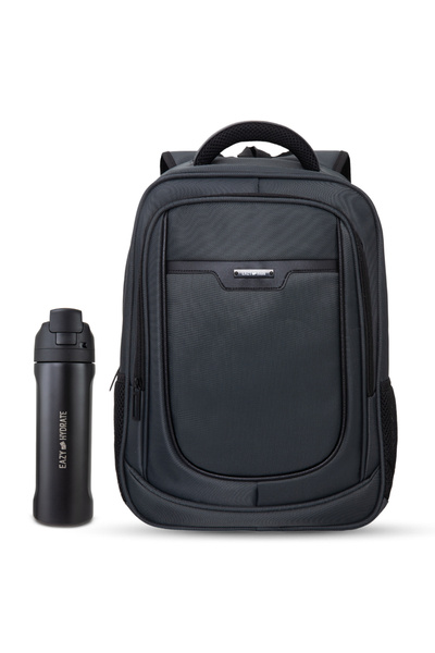 Eazy Kids 16” Backpack w/ Stainless Steel Water Bottle 710ml – Grey