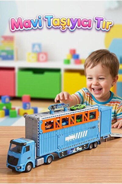 Tıfıl Toys 4 Fonksiyonlu Sesli Katlanabilir Mega Yarış Tırı ve Mancınık Setli...