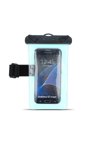 Telforceone Husa impermeabila cu curea de umar 5.5" albastra