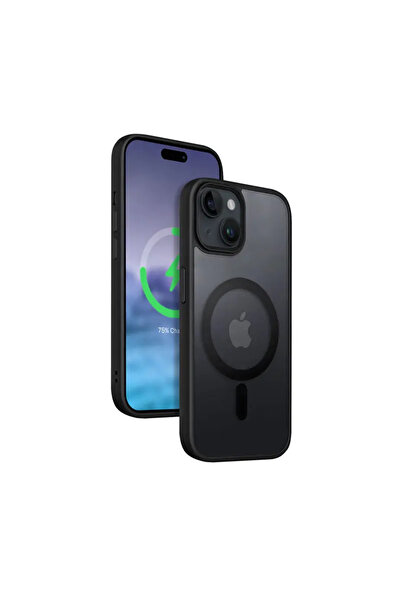 Crong Husă Hybrid Frost MAG - Husă iPhone 15 Plus MagSafe (negru)