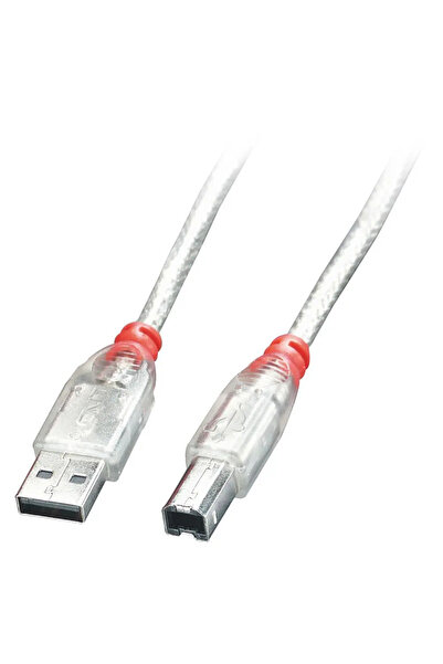 LİNDY Cablu USB 2.0 transparent tip A/B tată/tată 0.2m