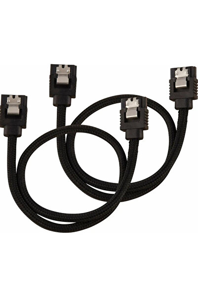 Corsair Premium Sleeved SATA-Kabel, schwarz 30cm - 2er Pack