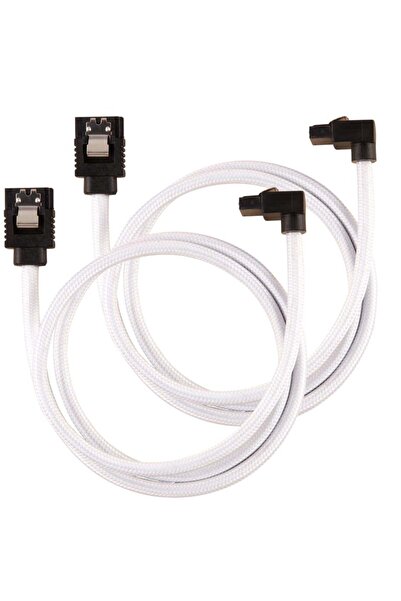Corsair Premium Sleeved SATA-Kabel gewinkelt, weiƒÇ¬ü 60cm - 2er Pack